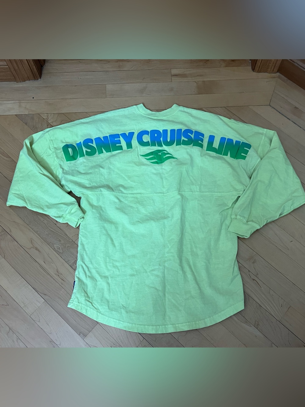 Disney Cruise Line Spirit Jersey‎ Shirt Adult Small Neon Yellow LS Mickey